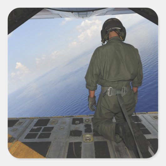 Airman beobachtet den Golf von Mexiko Quadratischer Aufkleber (Vorderseite)