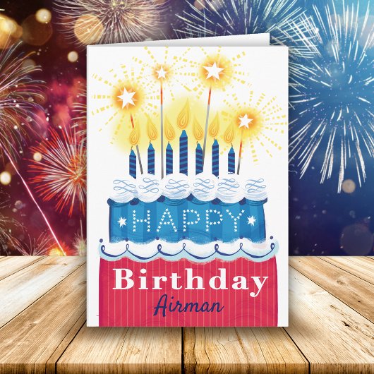 Airman Patriotic Birthday Card Karte