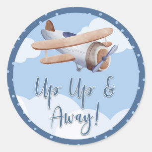 AirplanBlue Clouds Babyduschklemme auf dem Weg Runder Aufkleber