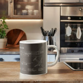 Airplane Airbus A320 in Blueprint Drawing PD Kaffeetasse