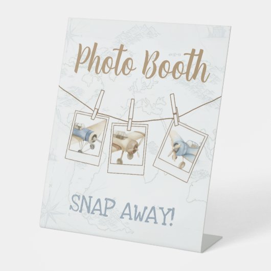 Airplane Aviator Pilot 1st Birthday Photo Booth Sockelschild (Vorderseite)