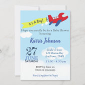 Airplane Baby Boy Dusche Einladung Sky Blue (Vorderseite)
