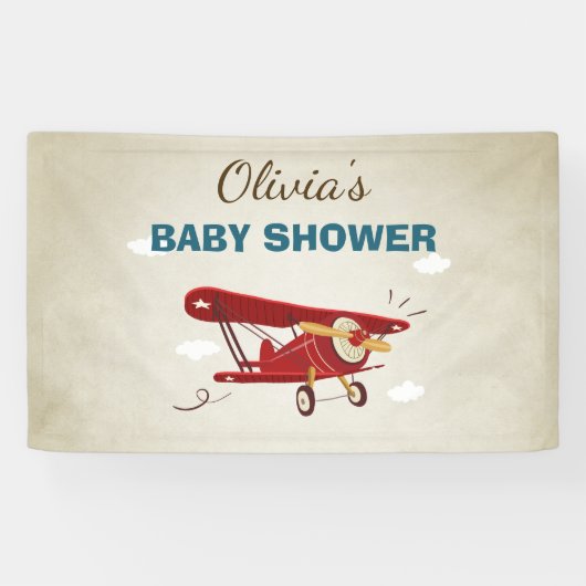 Airplane Baby Dusche Banner Reiseabenteuerwagen (Horizontal)