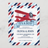 Airplane Baby Shower Einladung (Vorne/Hinten)