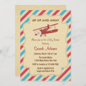 Airplane Baby Shower Einladung Rot und Blau (Vorne/Hinten)