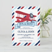 Airplane Babydusche Einladung (Stehend Vorderseite)