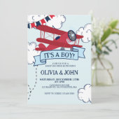 Airplane Babydusche Einladung (Stehend Vorderseite)