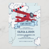 Airplane Babydusche Einladung (Vorne/Hinten)