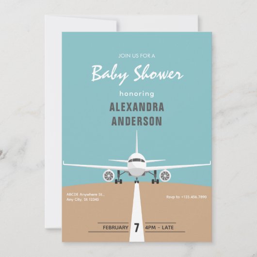 Airplane Babydusche Einladung (Vorderseite)