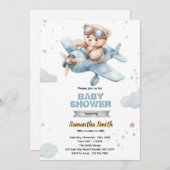 Airplane Bear Baby Shower Invitation Einladung (Vorne/Hinten)