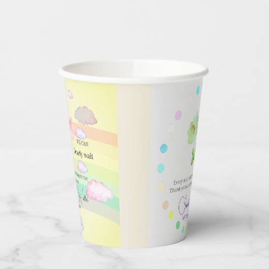 AIRPLANE BEAR pastel clouds rainbow editable Pappbecher (Links)