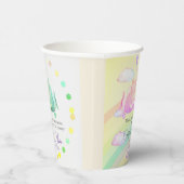 AIRPLANE BEAR pastel clouds rainbow editable Pappbecher (Rechts)