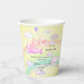 AIRPLANE BEAR pastel clouds rainbow editable Pappbecher (Vorderseite)