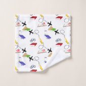 Airplane Bicycles Books Red Yellow Blue Travel Badhandtuch Set (Waschlappen)