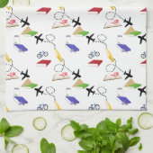 Airplane Bicycles Books Red Yellow Blue Travel Geschirrtuch (Gefaltet)