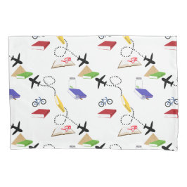 Airplane Bicycles Books Red Yellow Blue Travel Kissenbezug