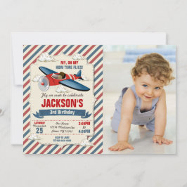 Airplane Birthday Photo Invitation | Time Flies Einladung