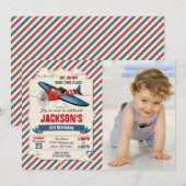 Airplane Birthday Photo Invitation | Time Flies Einladung (Vorne/Hinten)