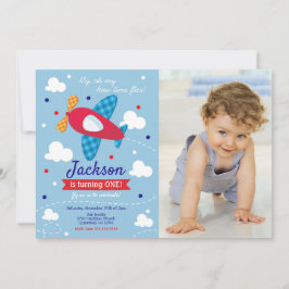 Airplane Birthday Photo Invitation / Time Flies Einladung
