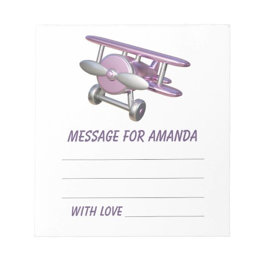 Airplane birthday time capsule message notizblock (Vorderseite)