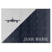 Airplane Blue and White Aviation Personalized Schneidebrett (Vorderseite)