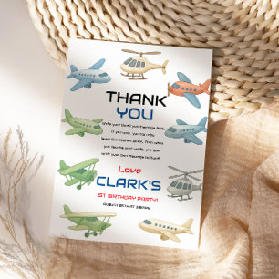 Airplane Boy 1. Geburtstag   Lustige Sky Theme Par Dankeskarte