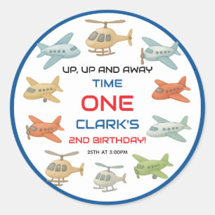 Airplane Boy 1. Geburtstag Lustige Sky Theme Par Runder Aufkleber