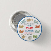 Airplane Boy 1st Birthday | Fun Sky Theme Party Button (Vorne & Hinten)