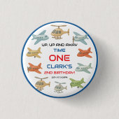 Airplane Boy 1st Birthday | Fun Sky Theme Party Button (Vorderseite)