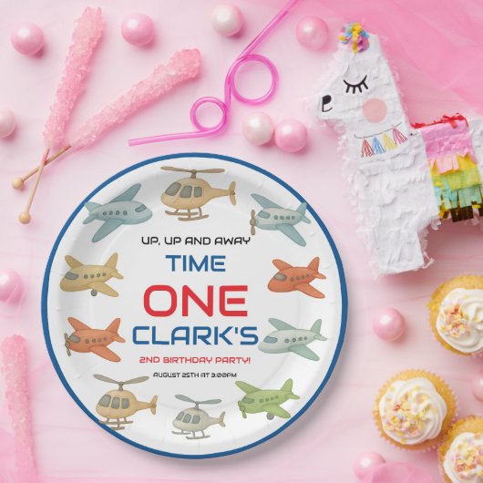 Airplane Boy 1st Birthday | Fun Sky Theme Party Pappteller (Party)