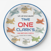 Airplane Boy 1st Birthday | Fun Sky Theme Party Pappteller (Vorderseite)