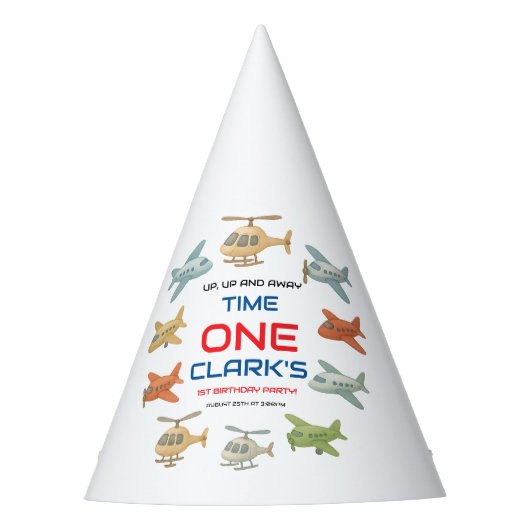 Airplane Boy 1st Birthday Party | Sky Theme Partyhütchen (Vorderseite)