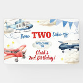 Airplane Boy 2nd Birthday Large Banner (Horizontal)