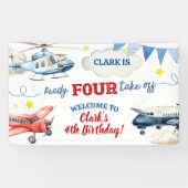 Airplane Boy 4th Birthday Large Banner (Horizontal)
