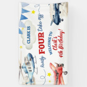 Airplane Boy 4th Birthday Large Banner (Vertikal)