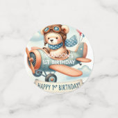 Airplane Boy Bear 1. Geburtstag Party Konfetti (Klein Vorderseite)