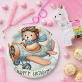 Airplane Boy Bear 1. Geburtstag Party Pappteller (Party)