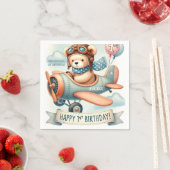 Airplane Boy Bear 1. Geburtstag Party Serviette (Beispiel)