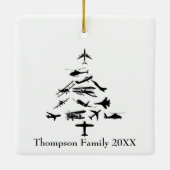 Airplane Christmas Tree Cool Aviation Pilot Custom Keramikornament (Rückseite)