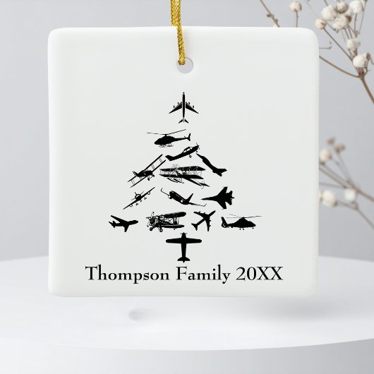 Airplane Christmas Tree Cool Aviation Pilot Custom Keramikornament