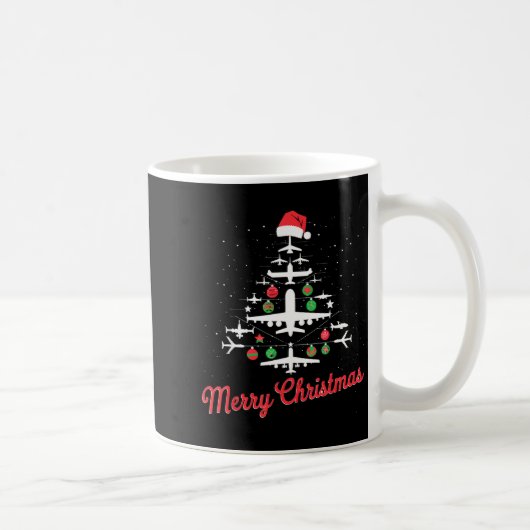 Airplane Christmas Tree Cute Airplane Xmas Holiday Kaffeetasse (Rechts)