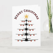 Airplane Christmas Tree Family Photo Simple Custom Karte (Vorderseite)