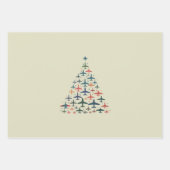 Airplane Christmas Tree Retro Pilot Flying Flight Geschenkpapier Set (Vorderseite)