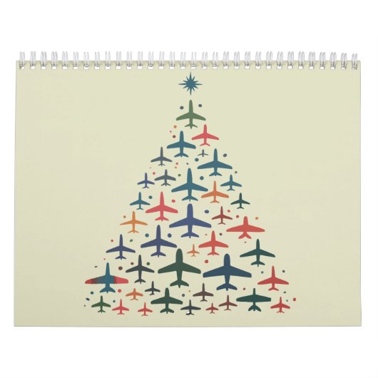 Airplane Christmas Tree Retro Pilot Flying Flight  Kalender (Titelbild)