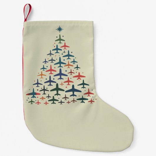 Airplane Christmas Tree Retro Pilot Flying Flight  Kleiner Weihnachtsstrumpf (Vorderseite)