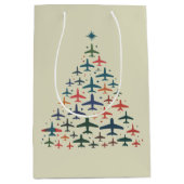 Airplane Christmas Tree Retro Pilot Flying Flight Mittlere Geschenktüte (Vorderseite)