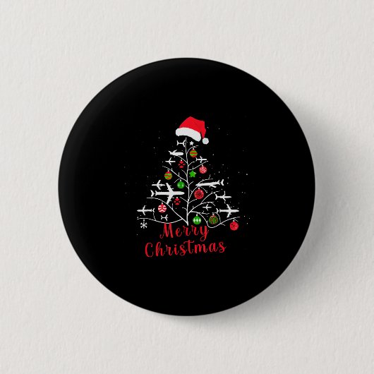 Airplane Christmas Tree Xmas For Men Women Youths Button (Vorderseite)