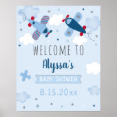 Airplane Clouds Baby Dusche Willkommen Poster (Vorne)