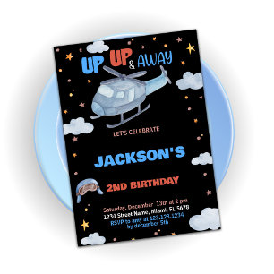 Airplane Einladungen zum Geburtstag Blue Gray Blac