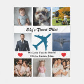 Airplane Family Photo Collage Sky's Finest Pilot Fleecedecke (Vorderseite)